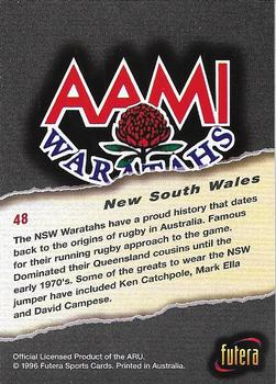 1996 Futera Rugby Union #48 NSW header card Back